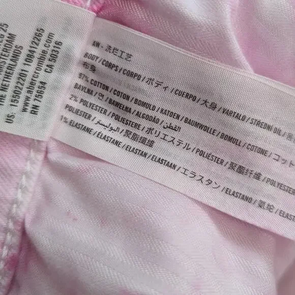 Abercrombie Ultra High Rise Ankle Straight Distressed Tie Dye Jeans Size 27 Pink - Picture 8 of 8